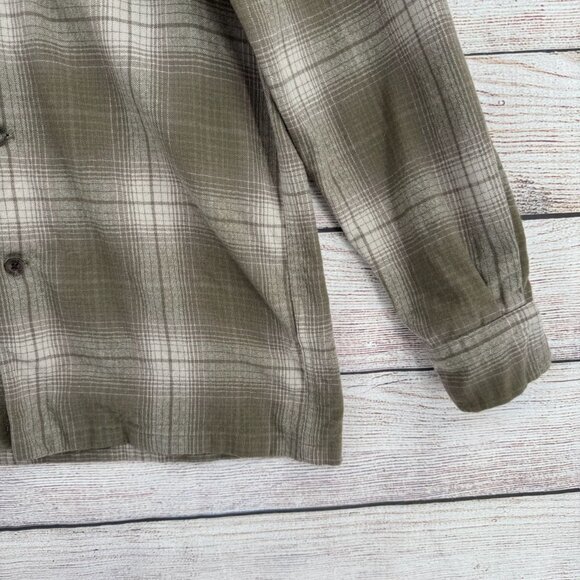 PENDLETON Original‎ Board Shirt Men's M 100% Virgin Wool Tan Plaid Flannel - Picture 7 of 13